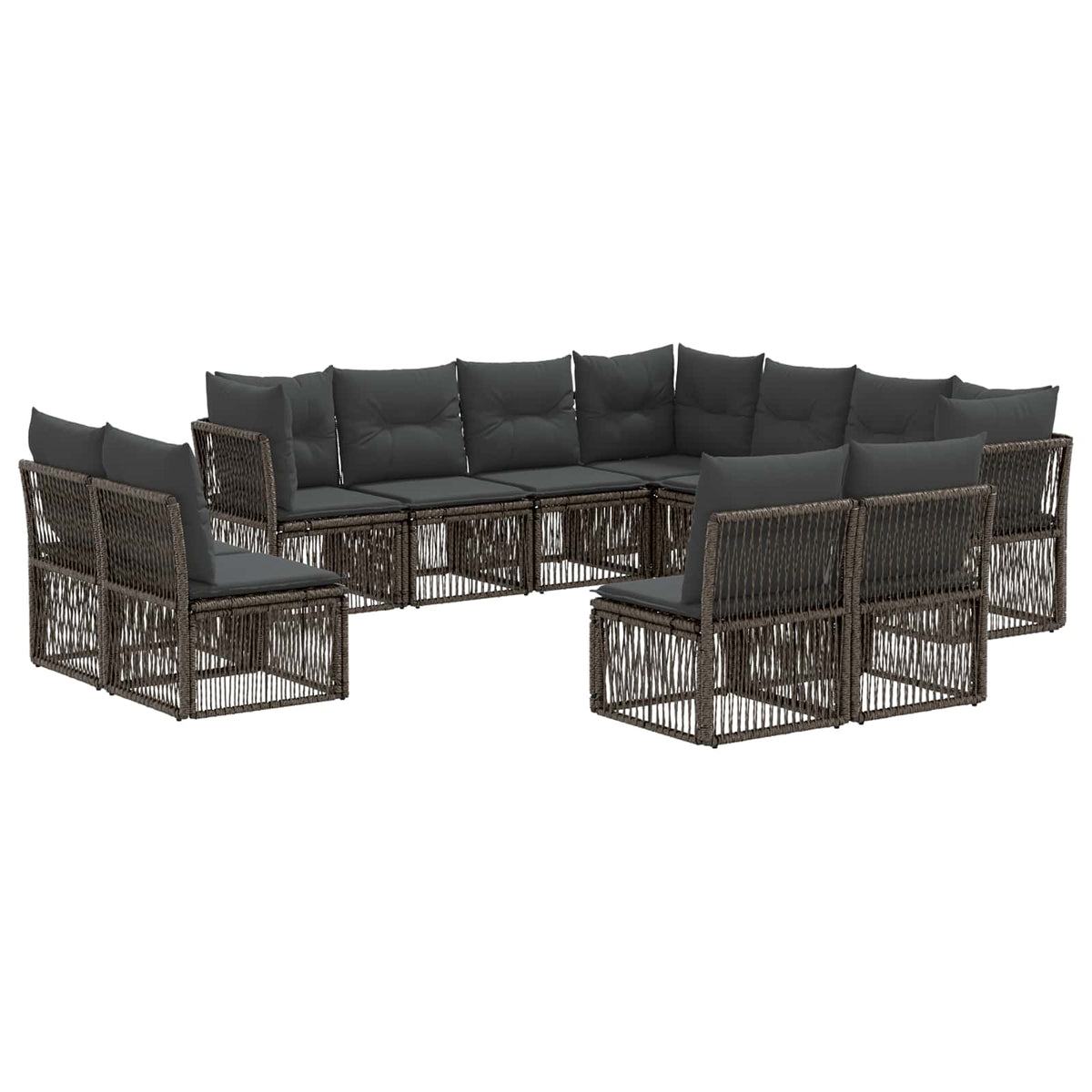 vidaXL Tuinbankenset 12 pcs Zwart poly rattan