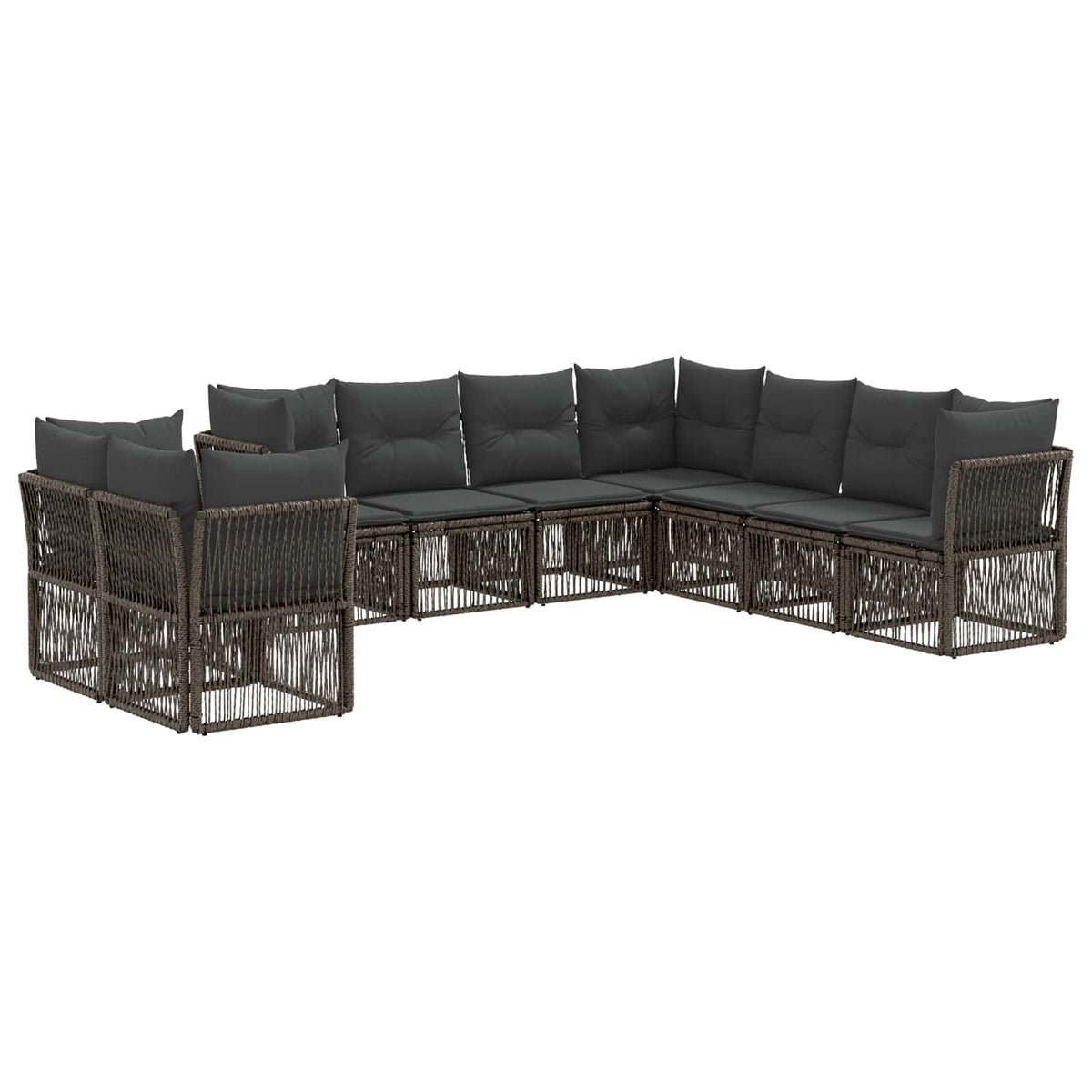 vidaXL Tuinbankenset 10 pcs Zwart poly rattan