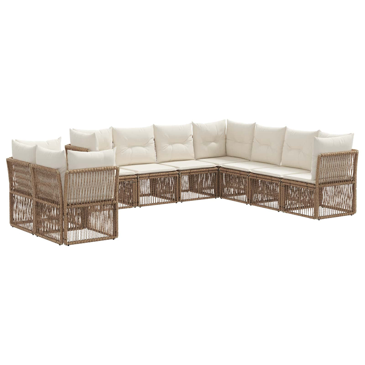 vidaXL Tuinbankenset 10 pcs Zwart poly rattan