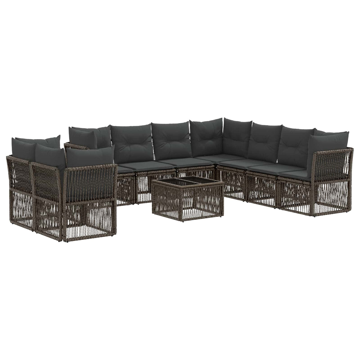 vidaXL Tuinbankenset 10 pcs Zwart poly rattan