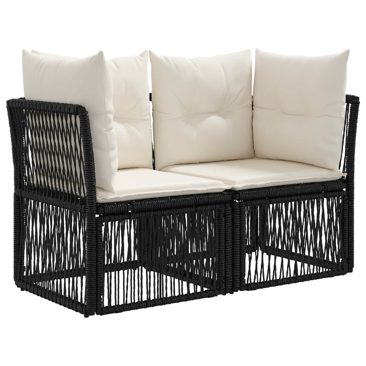 vidaXL Tuinbankenset 9 pcs Zwart poly rattan
