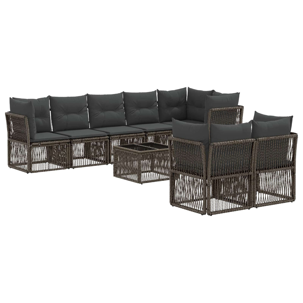 vidaXL Tuinbankenset 9 pcs Zwart poly rattan