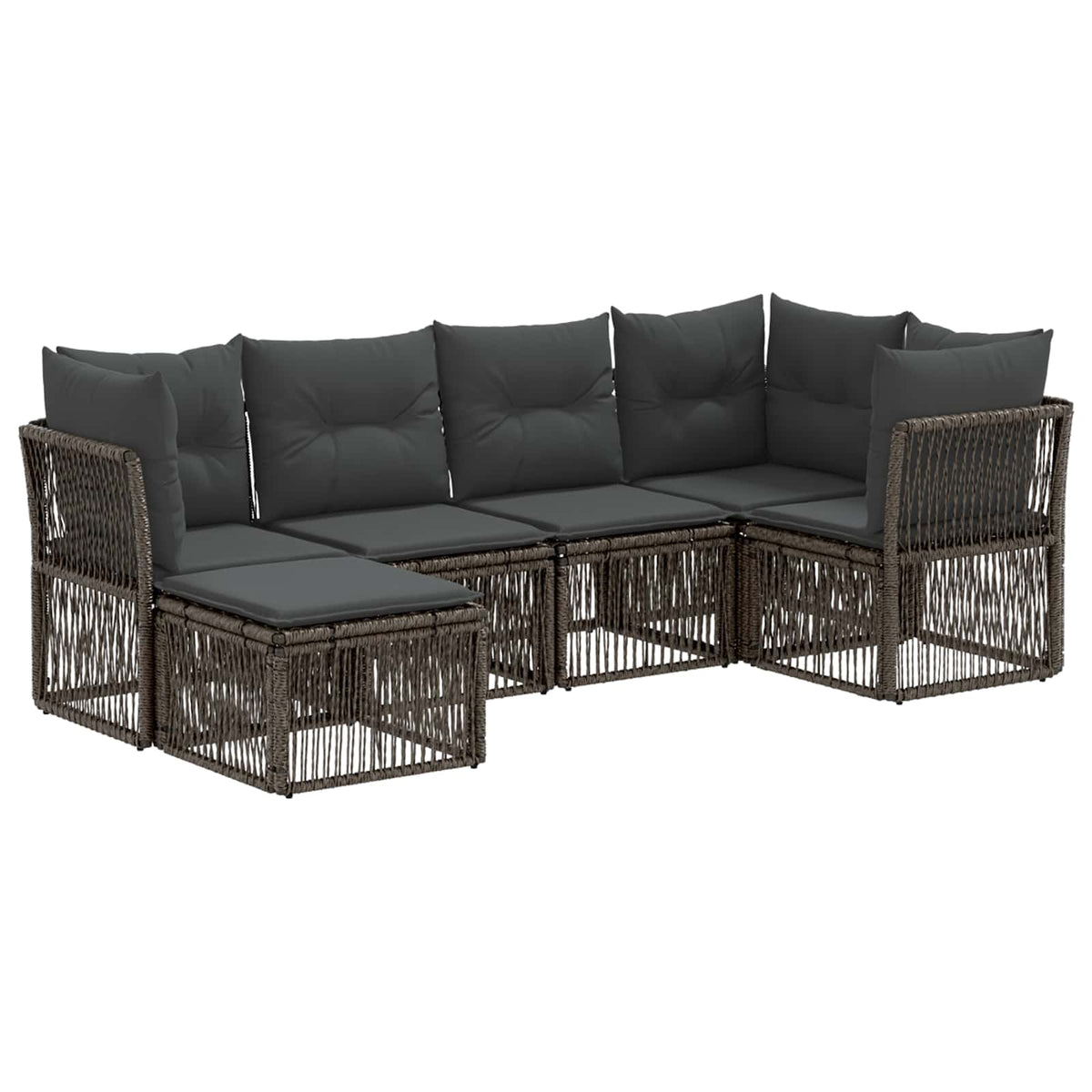vidaXL Tuinbankenset 7 pcs Zwart poly rattan