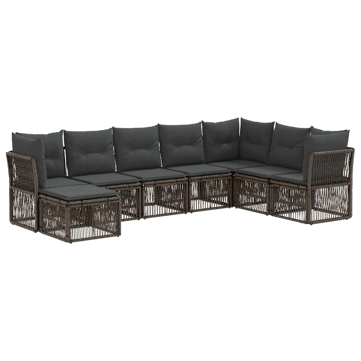 vidaXL Tuinbankenset 9 pcs Zwart poly rattan