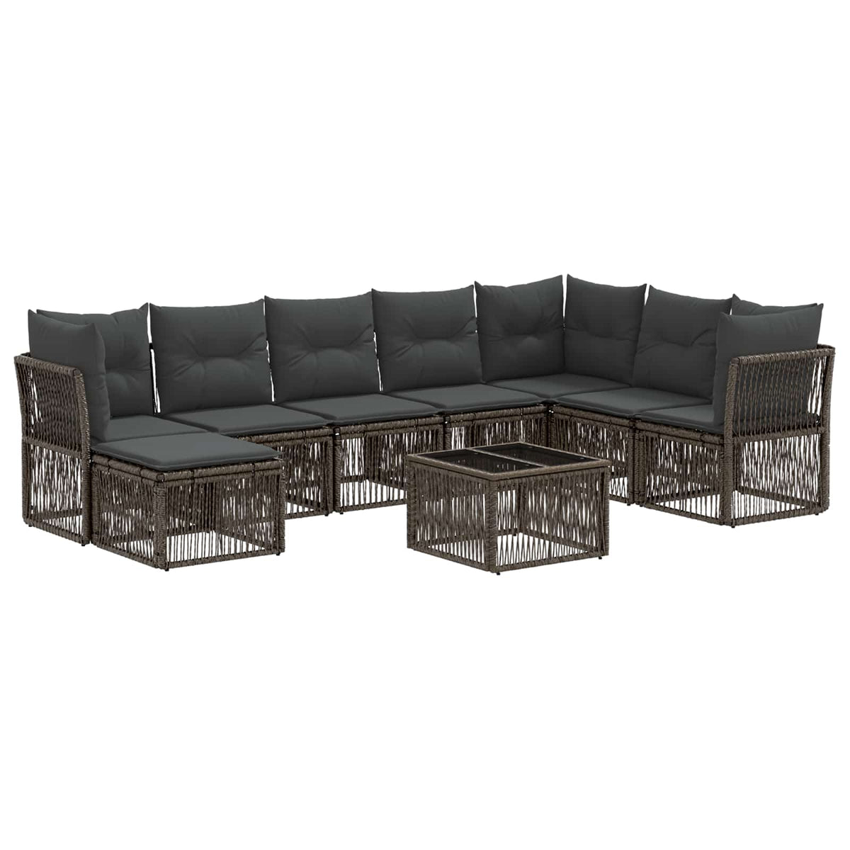 vidaXL Tuinbankenset 9 pcs Zwart poly rattan