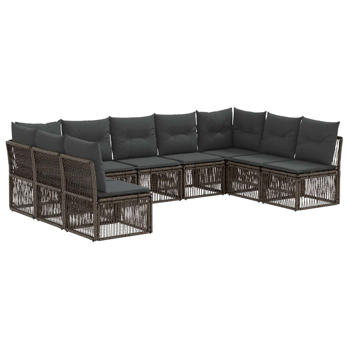 vidaXL Tuinbankenset 10 pcs Zwart poly rattan