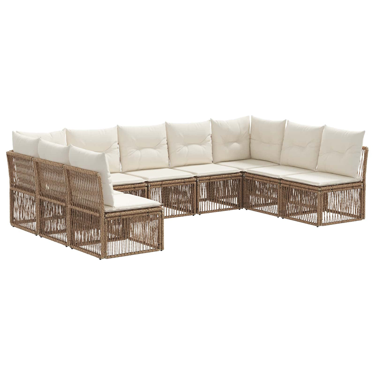 vidaXL Tuinbankenset 10 pcs Zwart poly rattan