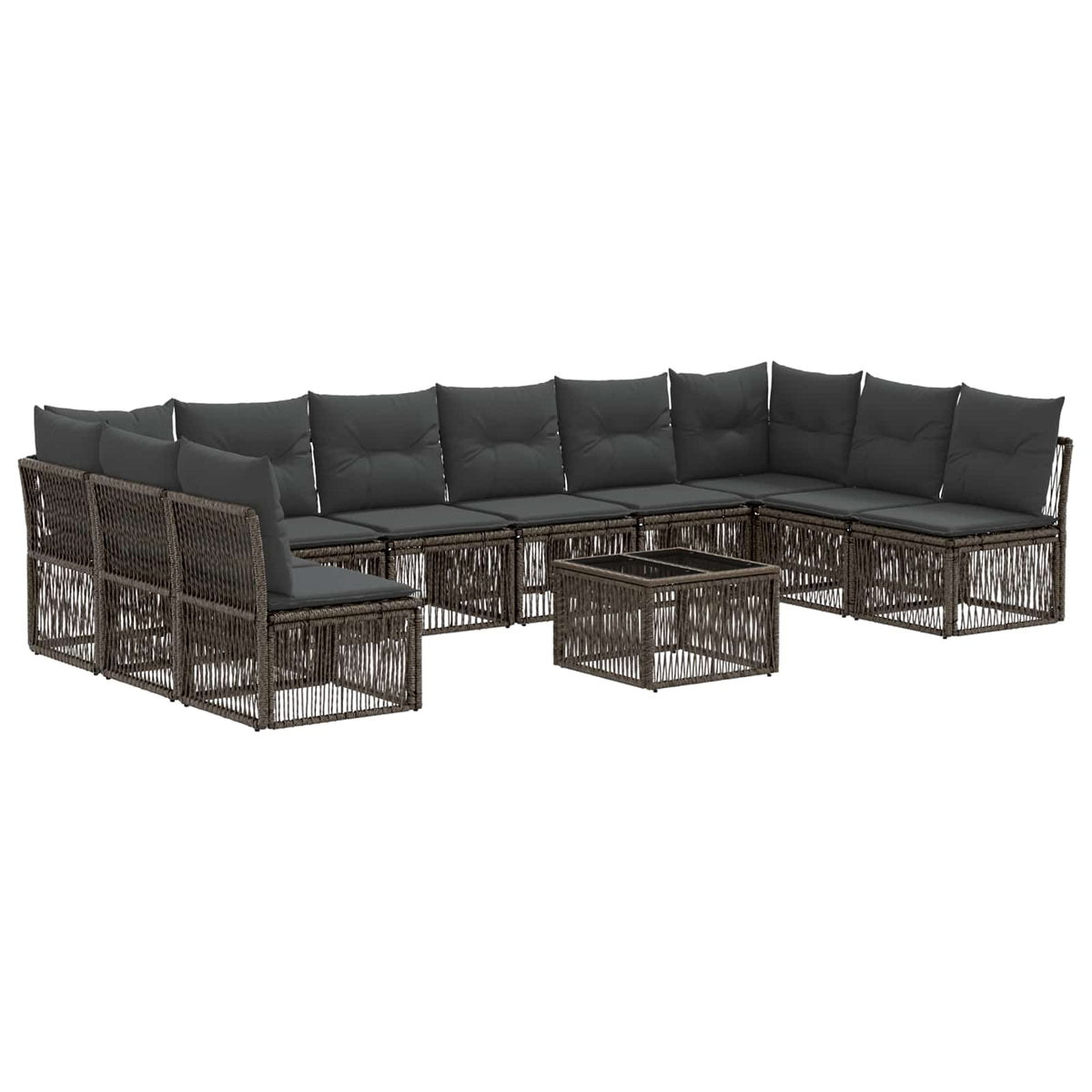 vidaXL Tuinbankenset 11 pcs Zwart poly rattan