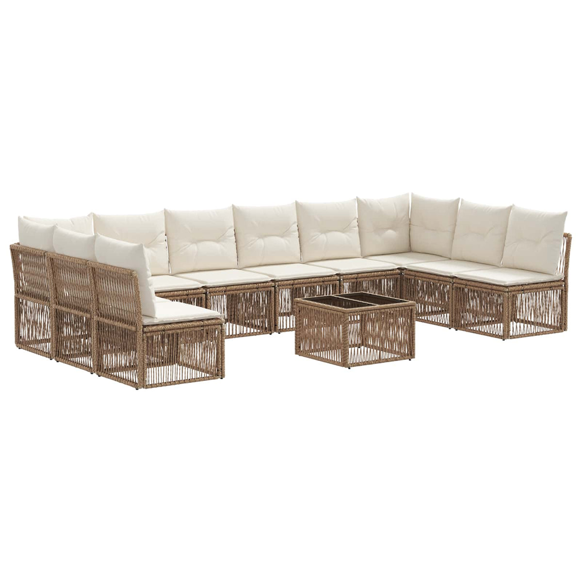 vidaXL Tuinbankenset 11 pcs Zwart poly rattan