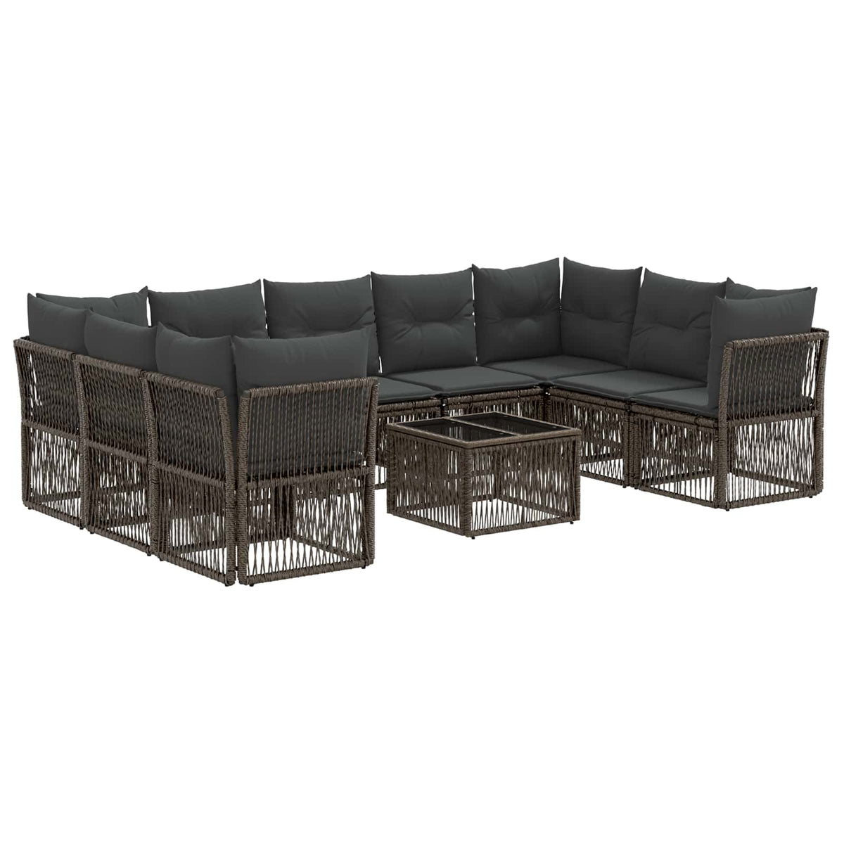 vidaXL Tuinbankenset 10 pcs Zwart poly rattan