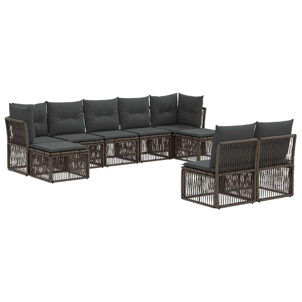 vidaXL Tuinbankenset 10 pcs Zwart poly rattan