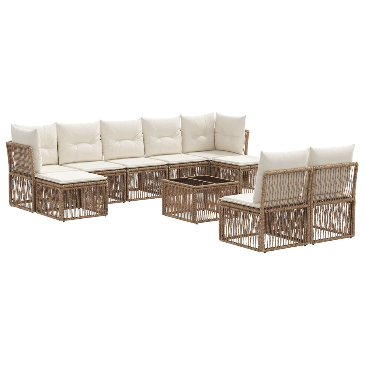 vidaXL Tuinbankenset 10 pcs Zwart poly rattan