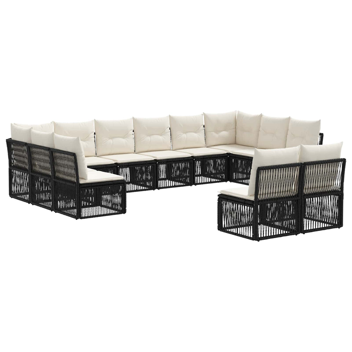 vidaXL Tuinbankenset 13 pcs Zwart poly rattan