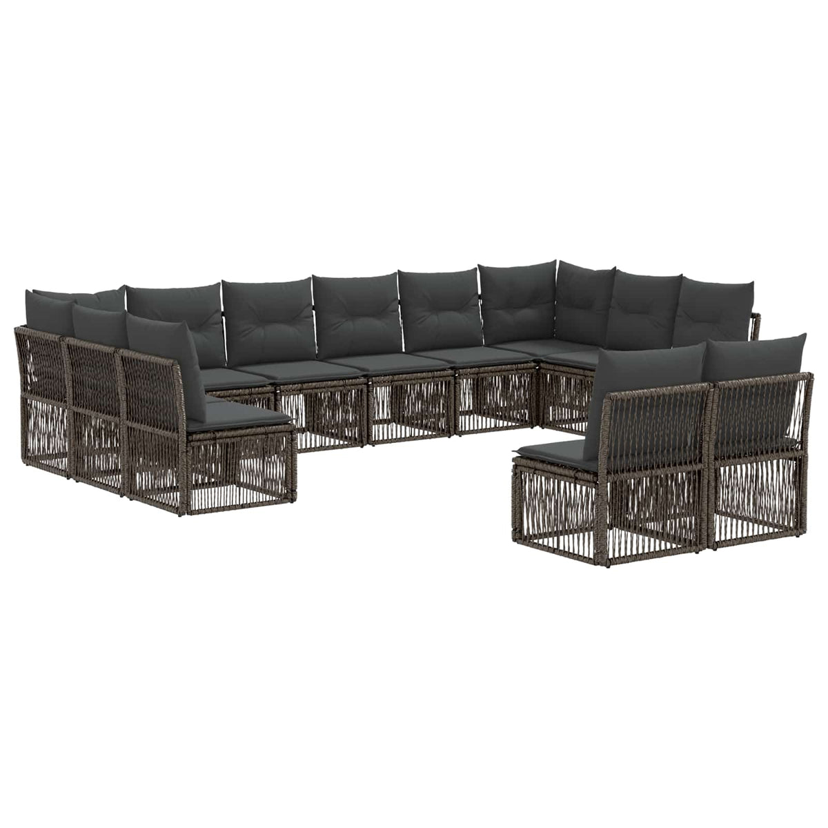 vidaXL Tuinbankenset 13 pcs Zwart poly rattan
