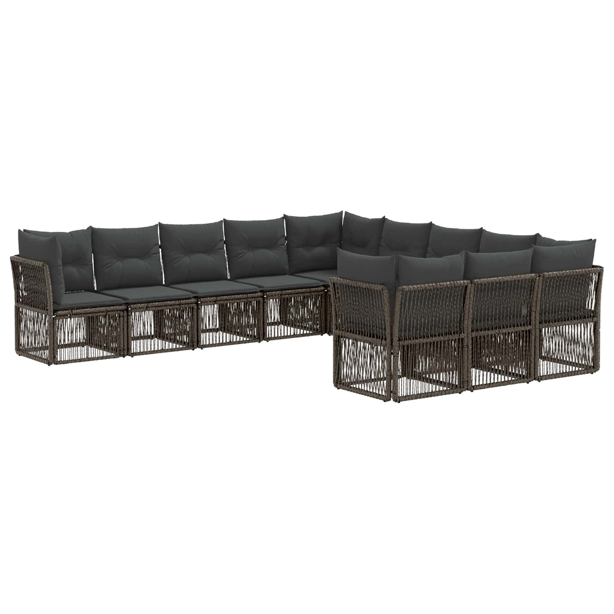 vidaXL Tuinbankenset 12 pcs Zwart poly rattan