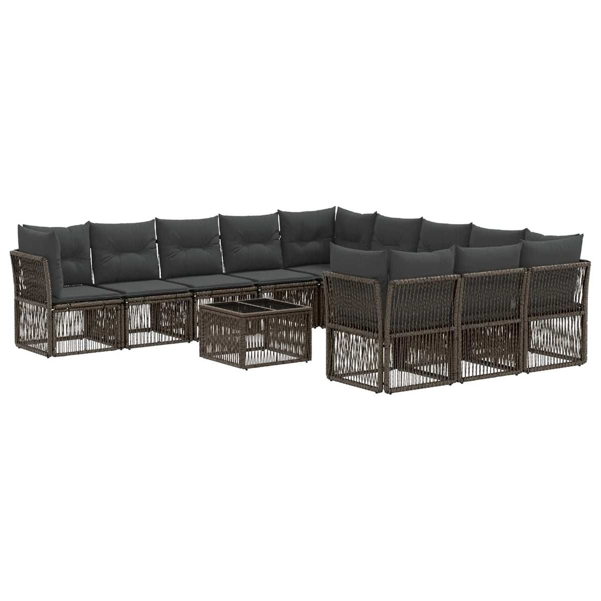 vidaXL Tuinbankenset 12 pcs Zwart poly rattan