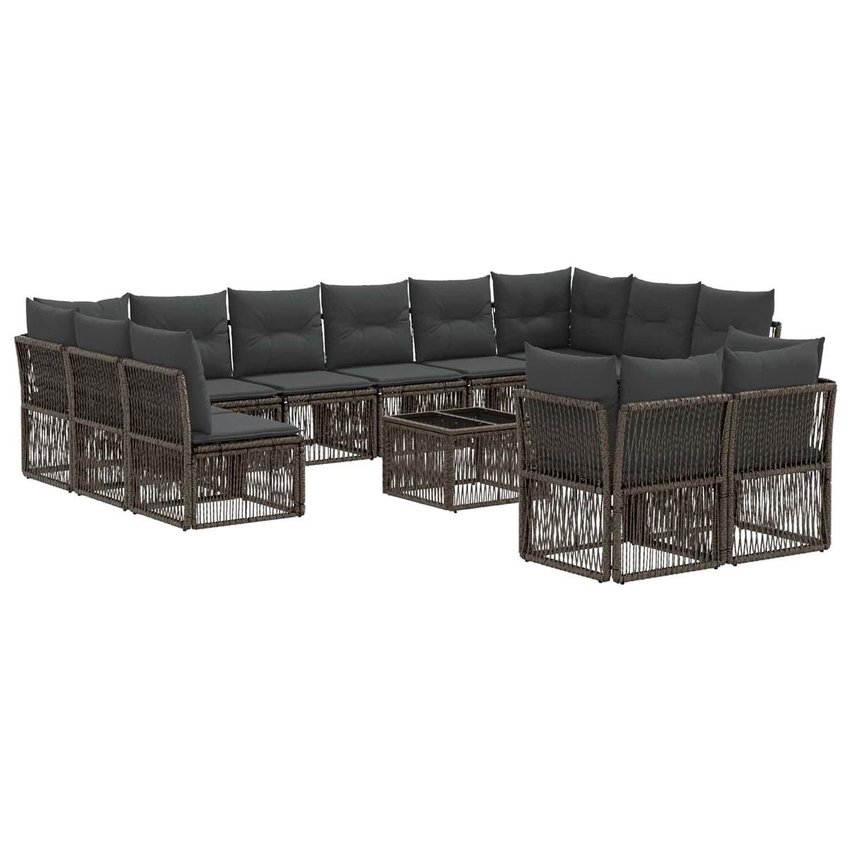 vidaXL Tuinbankenset 13 pcs Zwart poly rattan