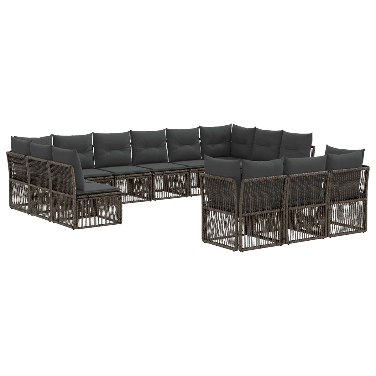 vidaXL Tuinbankenset 14 pcs Zwart poly rattan