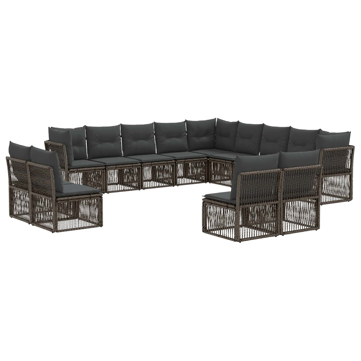 vidaXL Tuinbankenset 14 pcs Zwart poly rattan