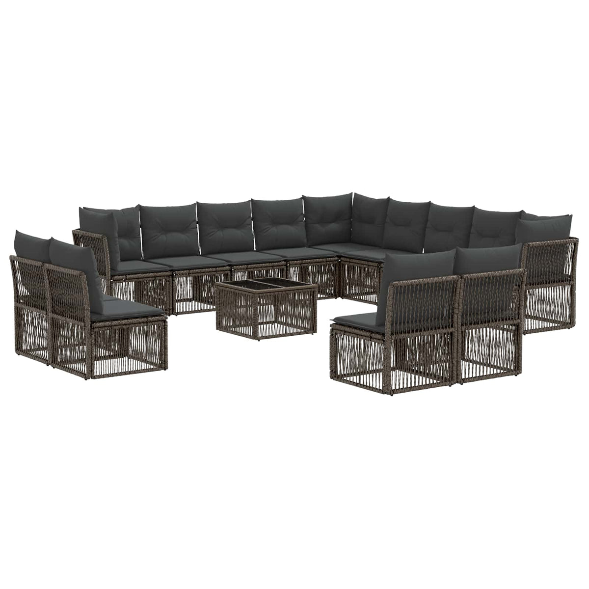 vidaXL Tuinbankenset 14 pcs Zwart poly rattan
