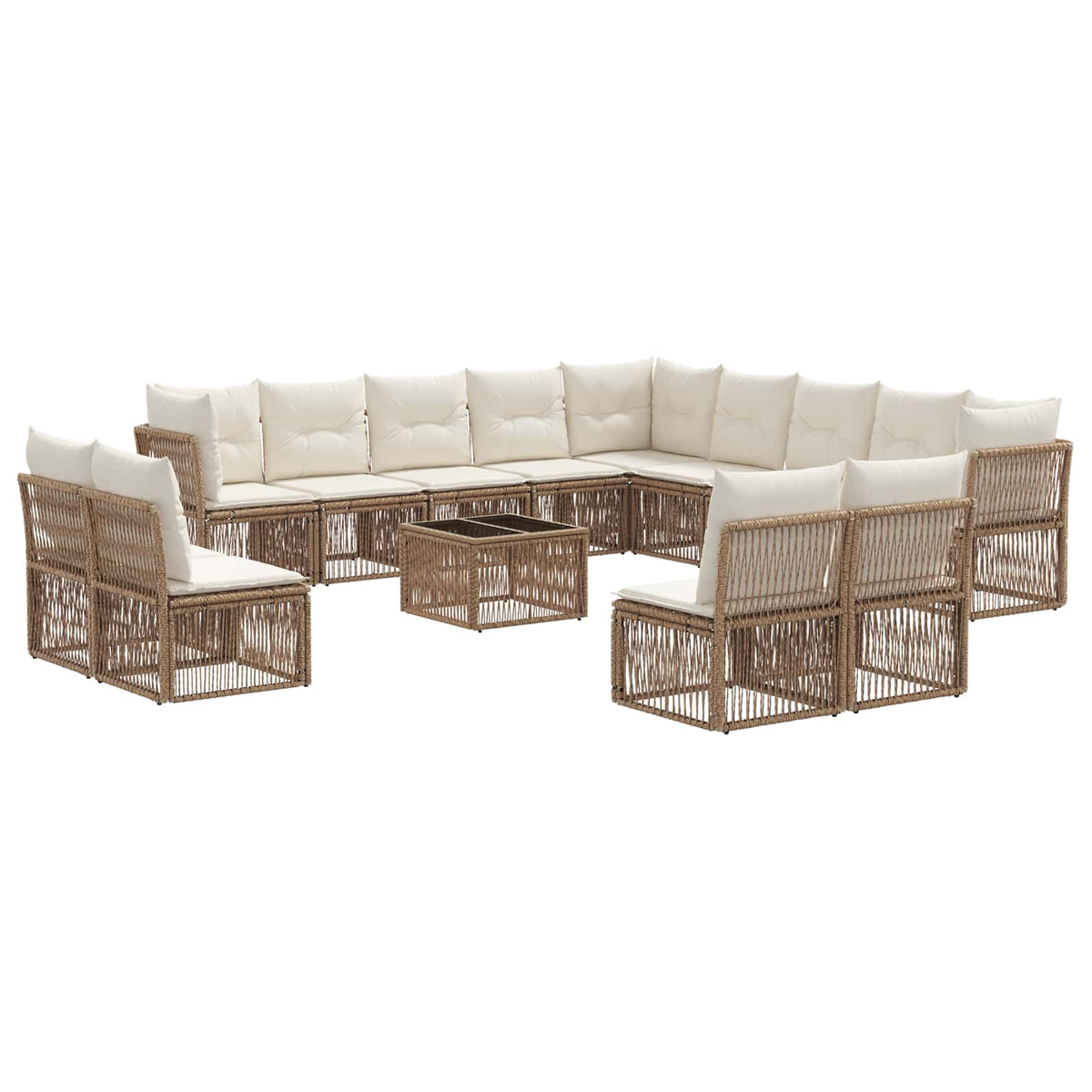 vidaXL Tuinbankenset 14 pcs Zwart poly rattan