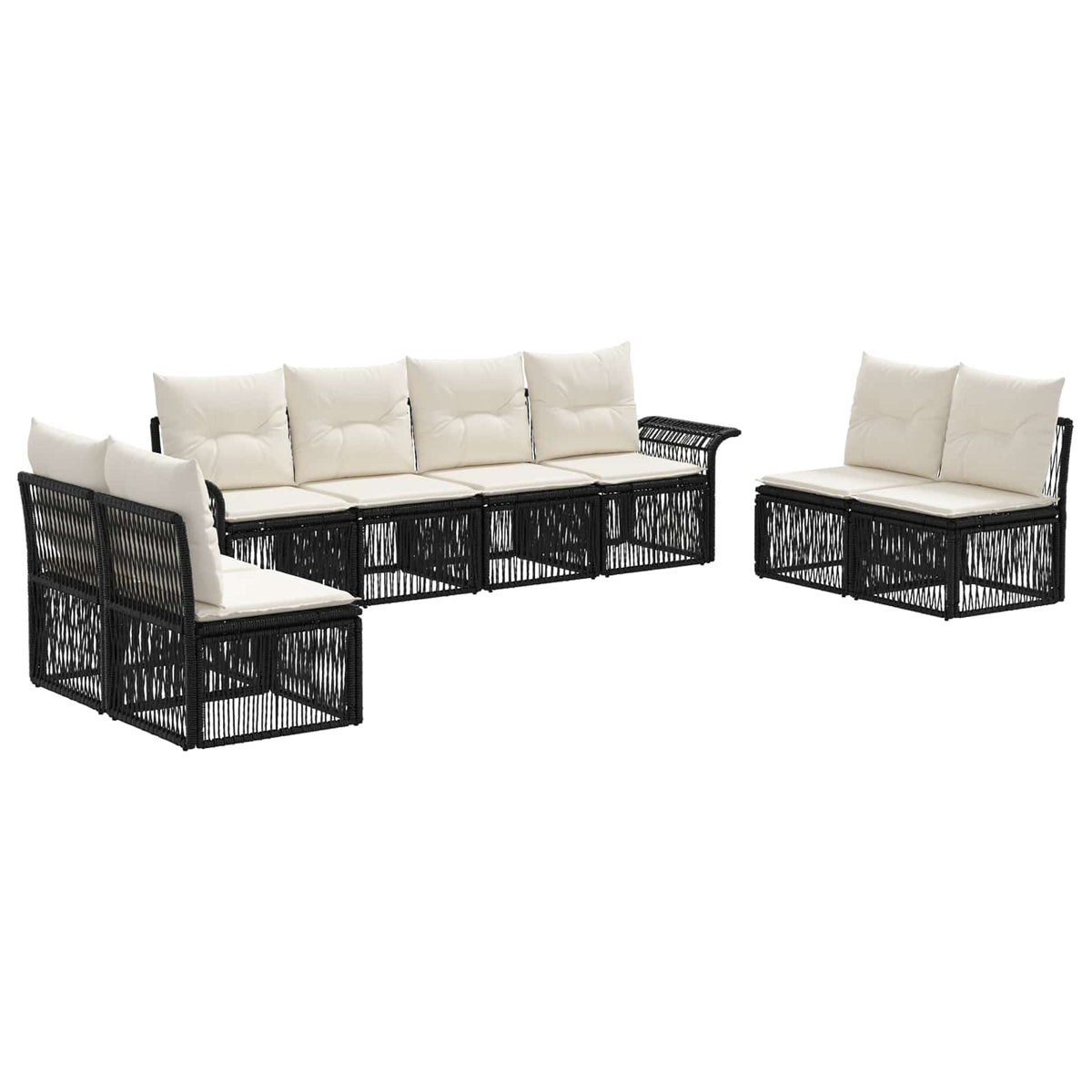 vidaXL Tuinbankenset 9 pcs Zwart poly rattan