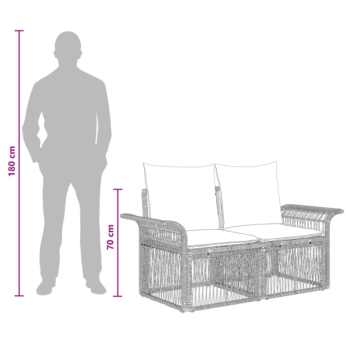 vidaXL Tuinbankenset 9 pcs Zwart poly rattan