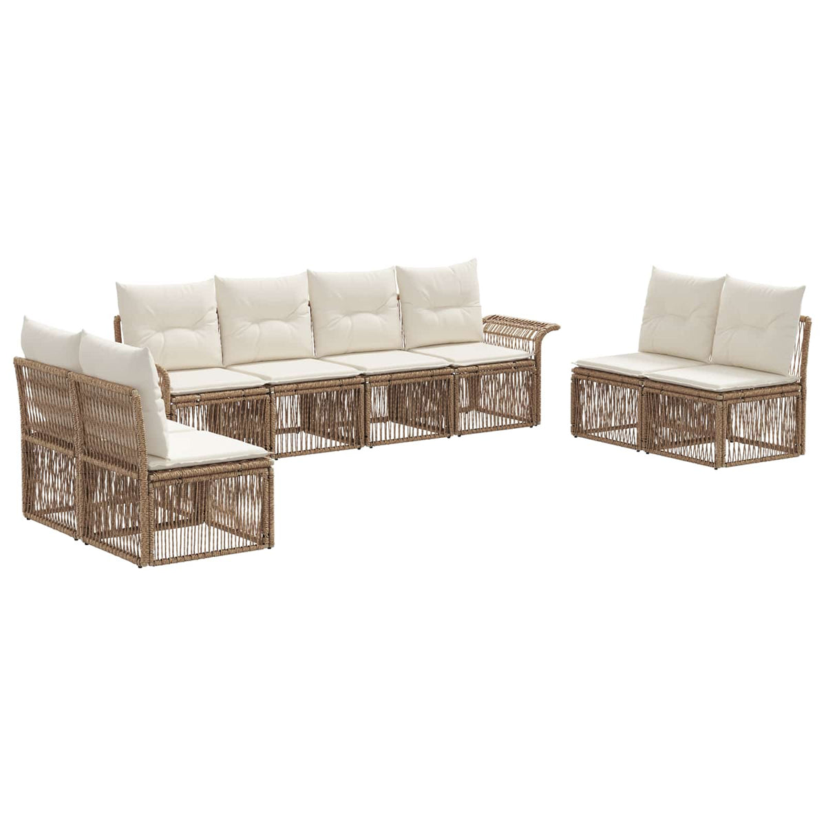 vidaXL Tuinbankenset 9 pcs Zwart poly rattan