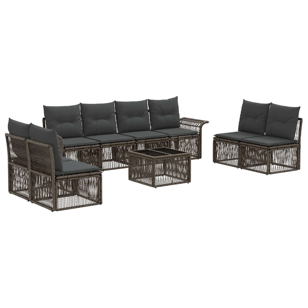 vidaXL Tuinbankenset 9 pcs Zwart poly rattan