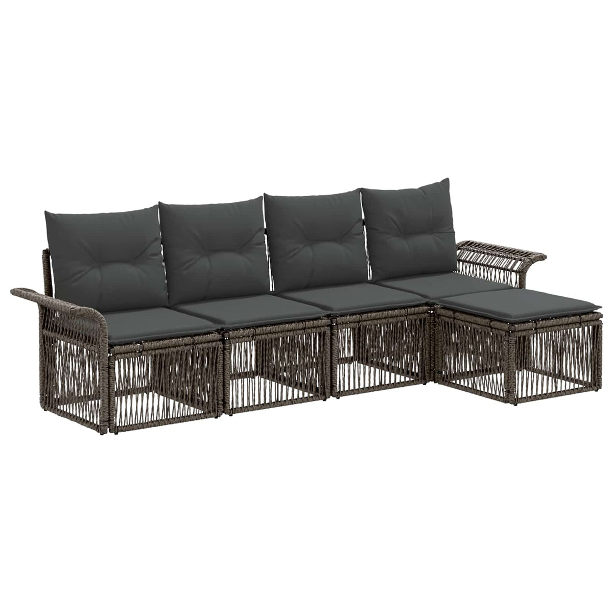 vidaXL Tuinbankenset 6 pcs Zwart poly rattan