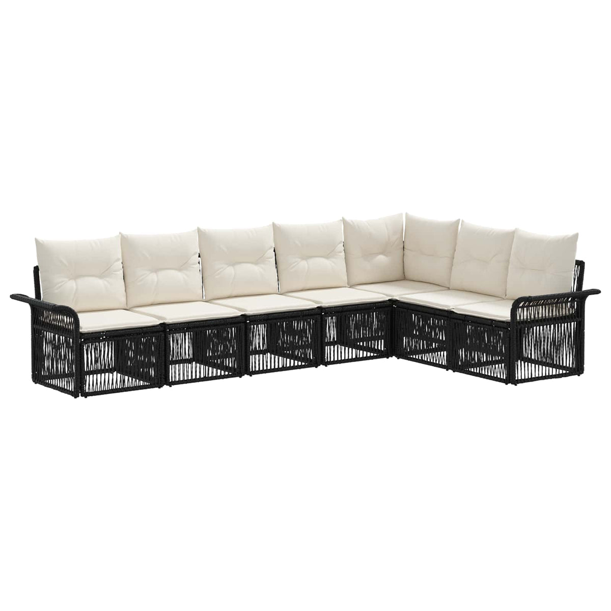 vidaXL Tuinbankenset 8 pcs Zwart poly rattan