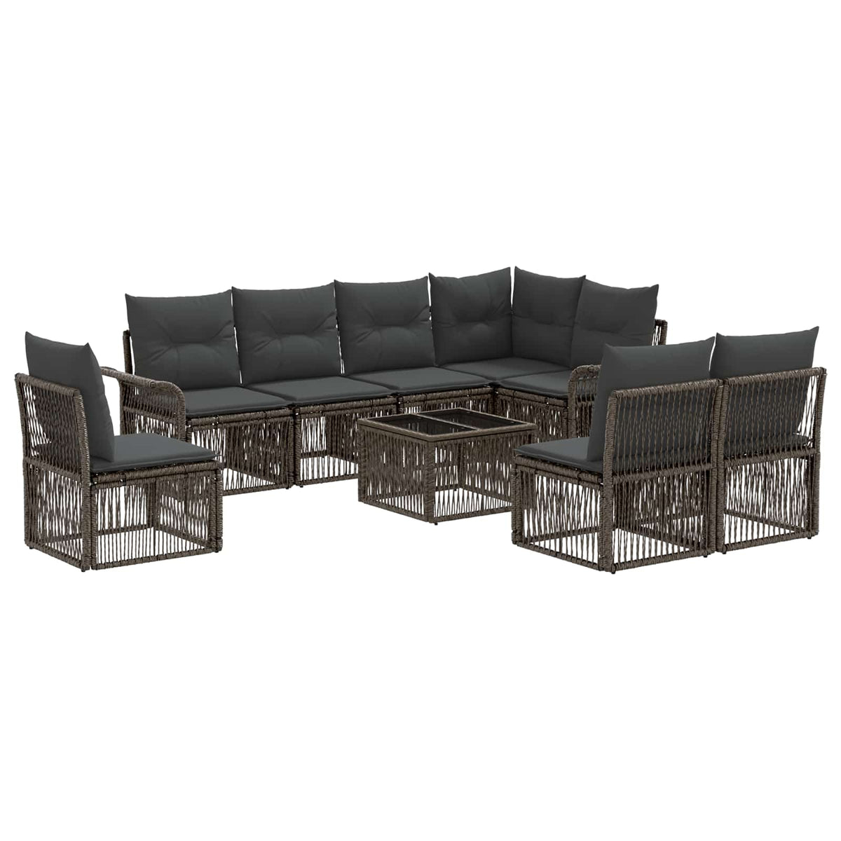 vidaXL Tuinbankenset 9 pcs Zwart poly rattan