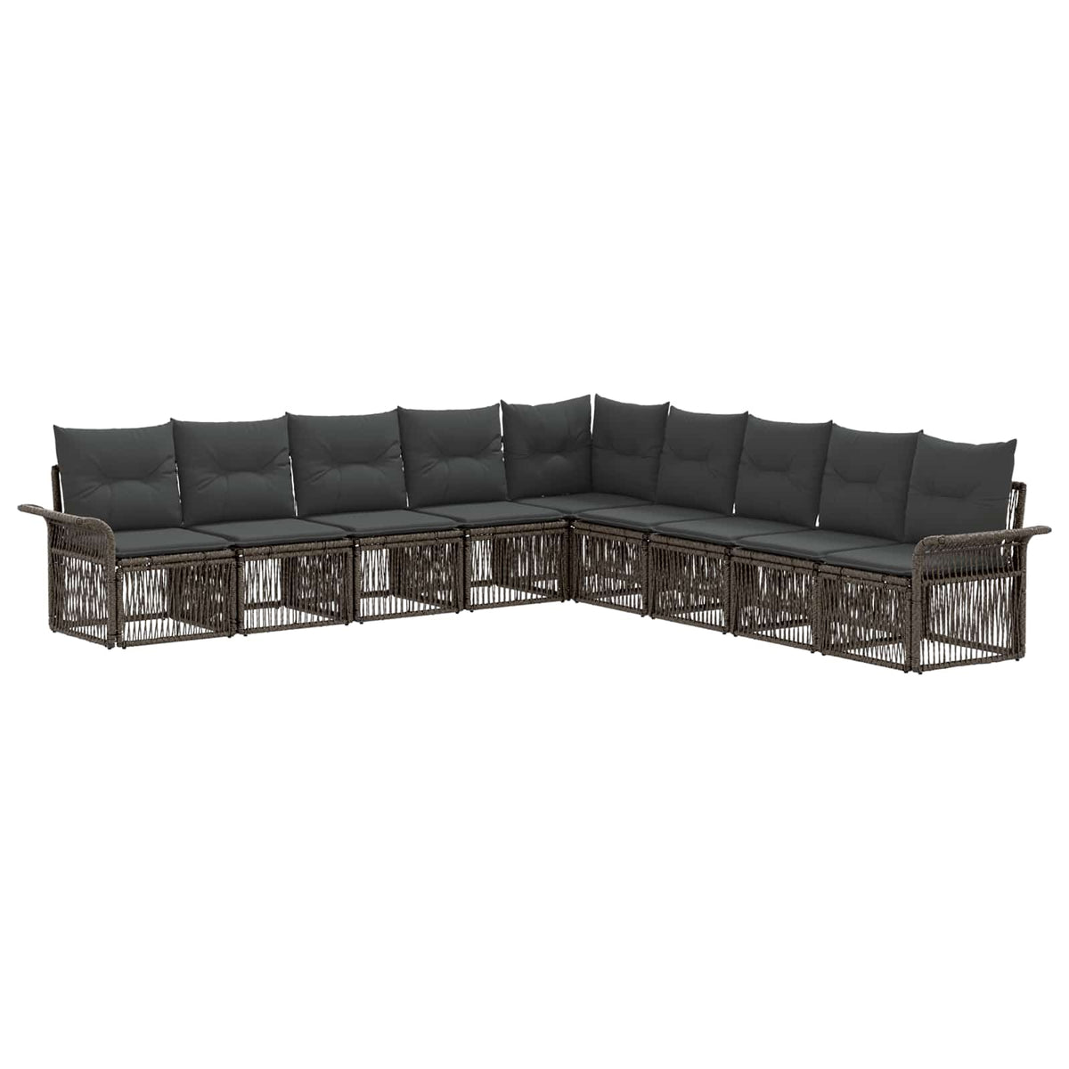 vidaXL Tuinbankenset 10 pcs Zwart poly rattan
