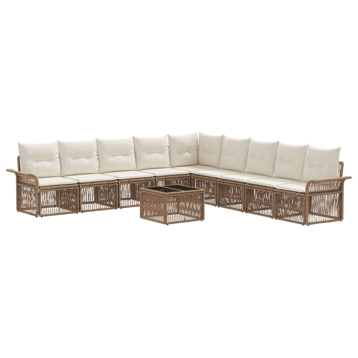 vidaXL Tuinbankenset 10 pcs Zwart poly rattan
