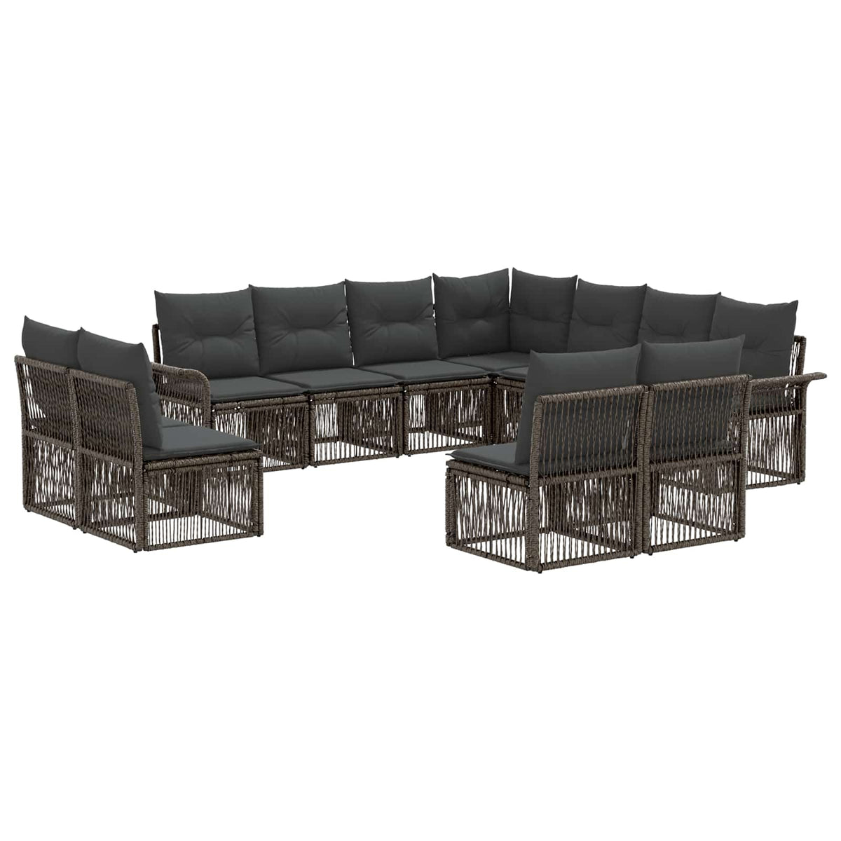 vidaXL Tuinbankenset 12 pcs Zwart poly rattan