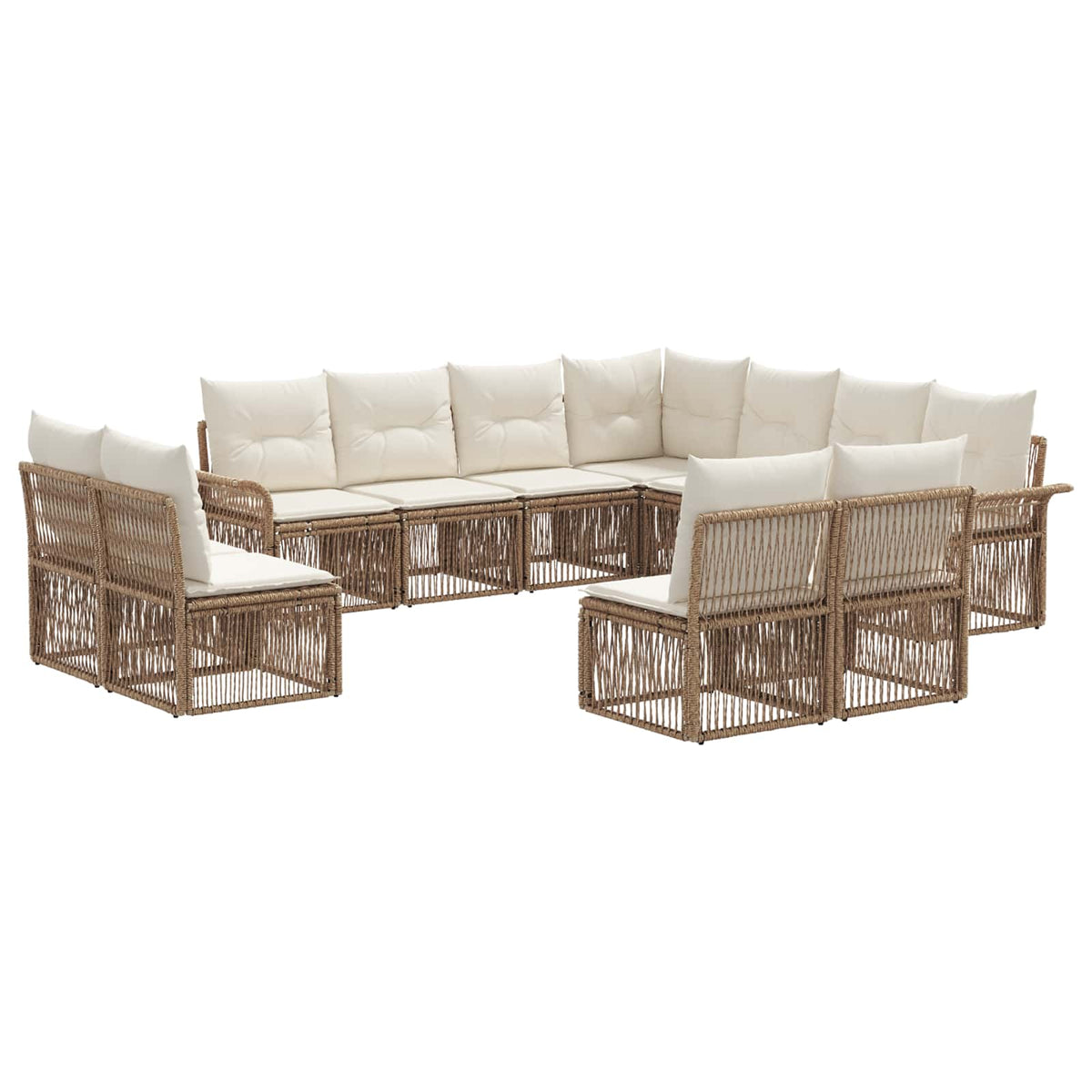 vidaXL Tuinbankenset 12 pcs Zwart poly rattan