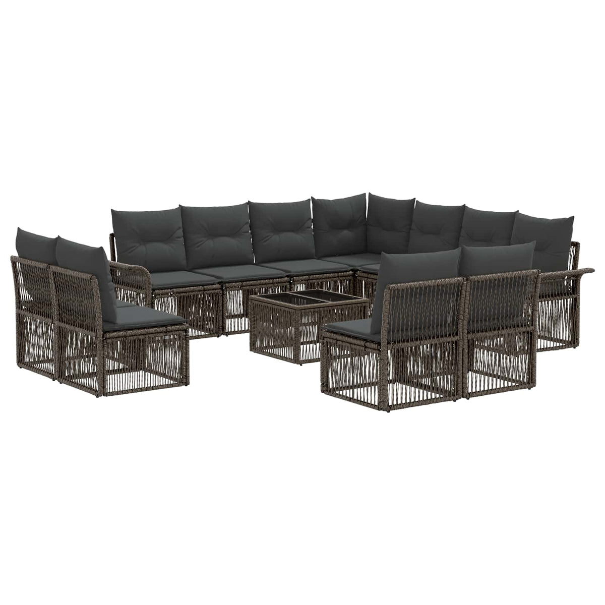 vidaXL Tuinbankenset 12 pcs Zwart poly rattan