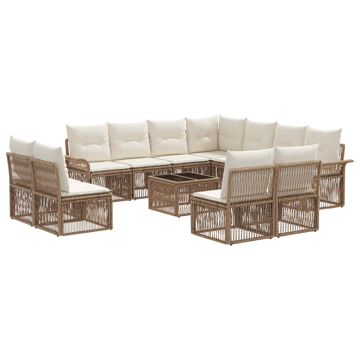 vidaXL Tuinbankenset 12 pcs Zwart poly rattan