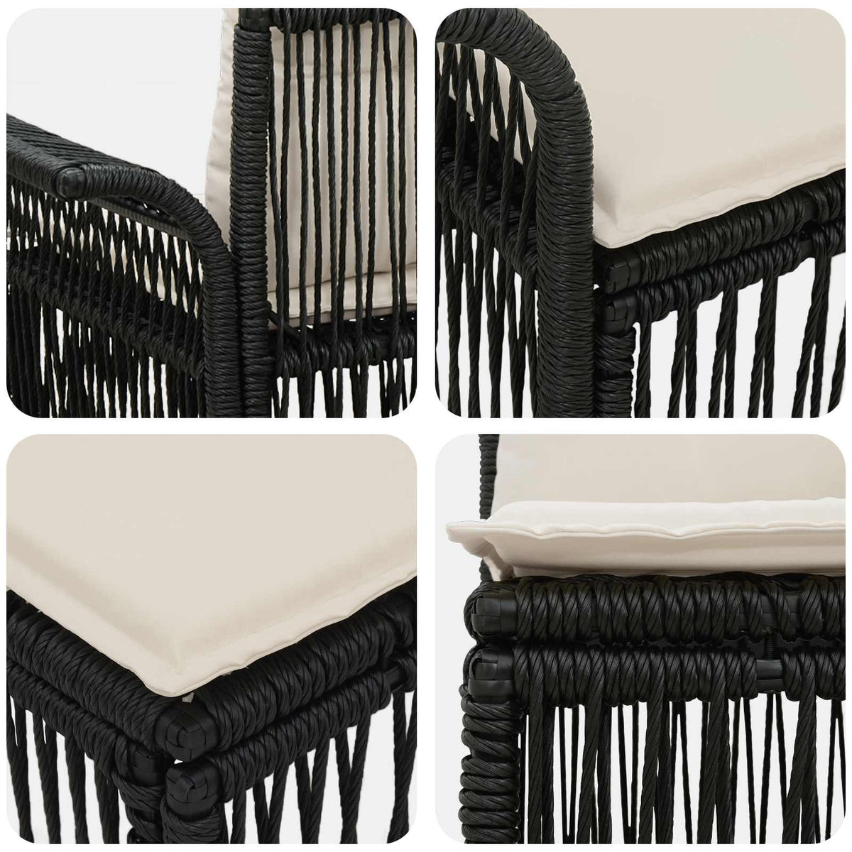 vidaXL Tuinbankenset 7 pcs Zwart poly rattan