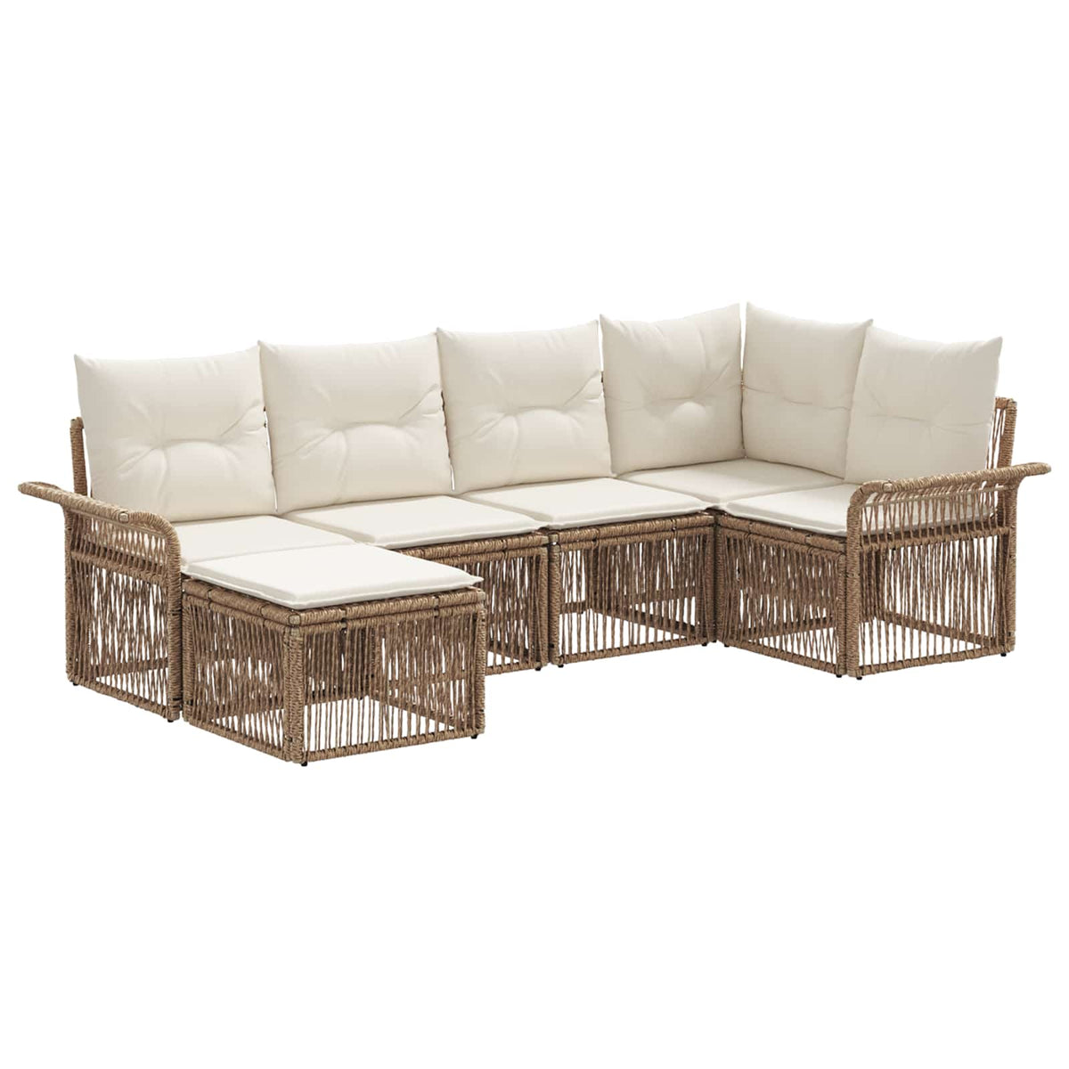 vidaXL Tuinbankenset 7 pcs Zwart poly rattan