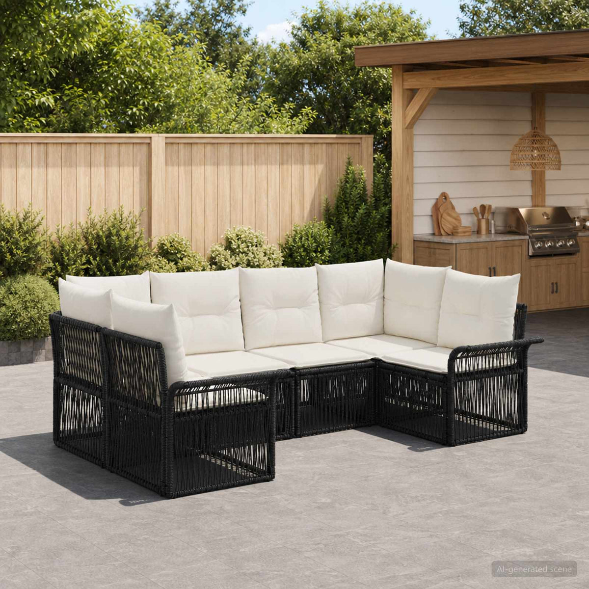 vidaXL Tuinbankenset 6 st 6-Aantal zitplaatsen Zwart poly rattan