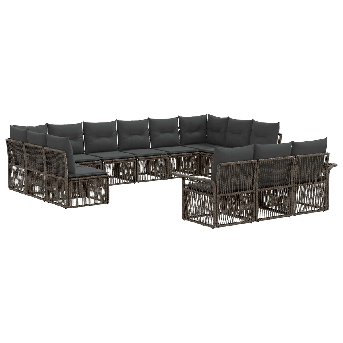 vidaXL Tuinbankenset 14 pcs Zwart poly rattan