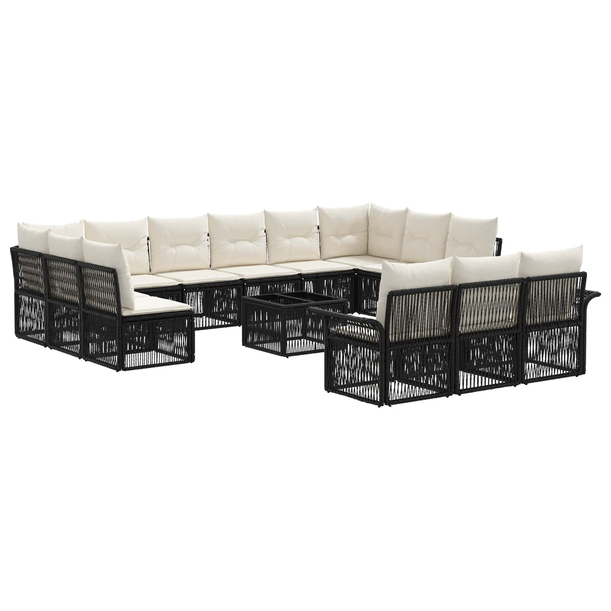 vidaXL Tuinbankenset 14 pcs Zwart poly rattan
