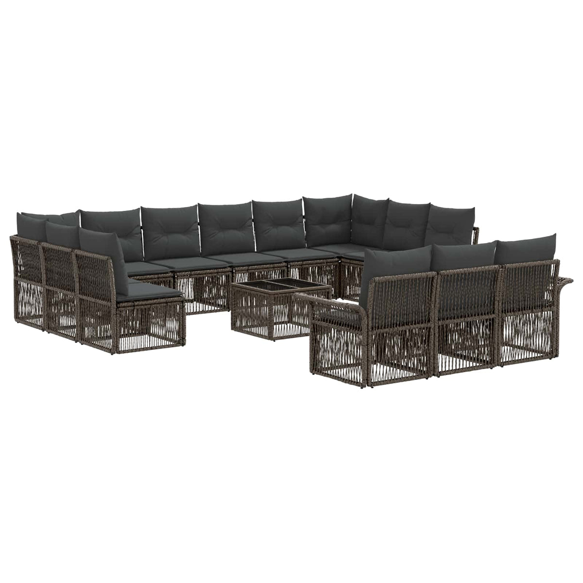 vidaXL Tuinbankenset 14 pcs Zwart poly rattan