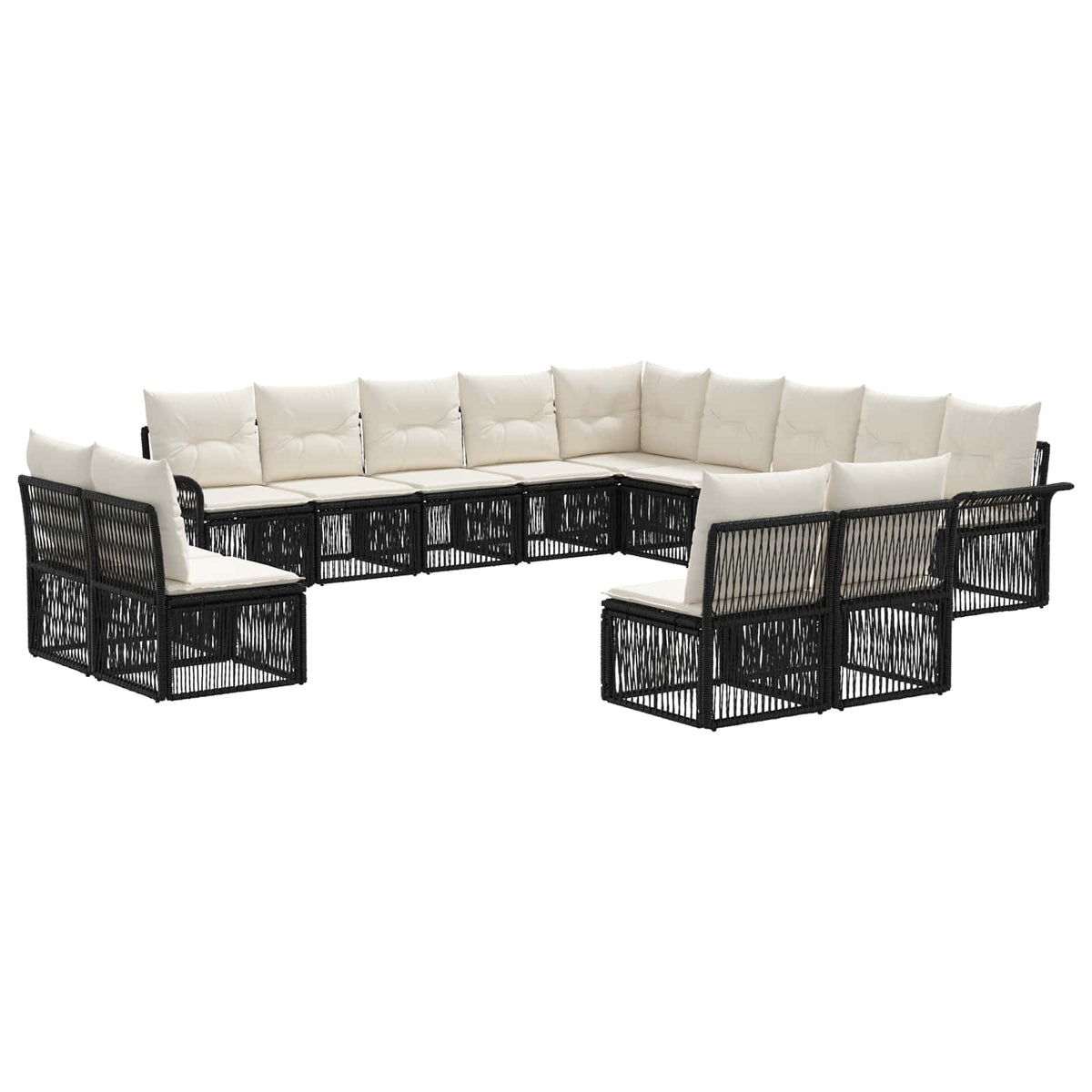 vidaXL Tuinbankenset 14 pcs Zwart poly rattan