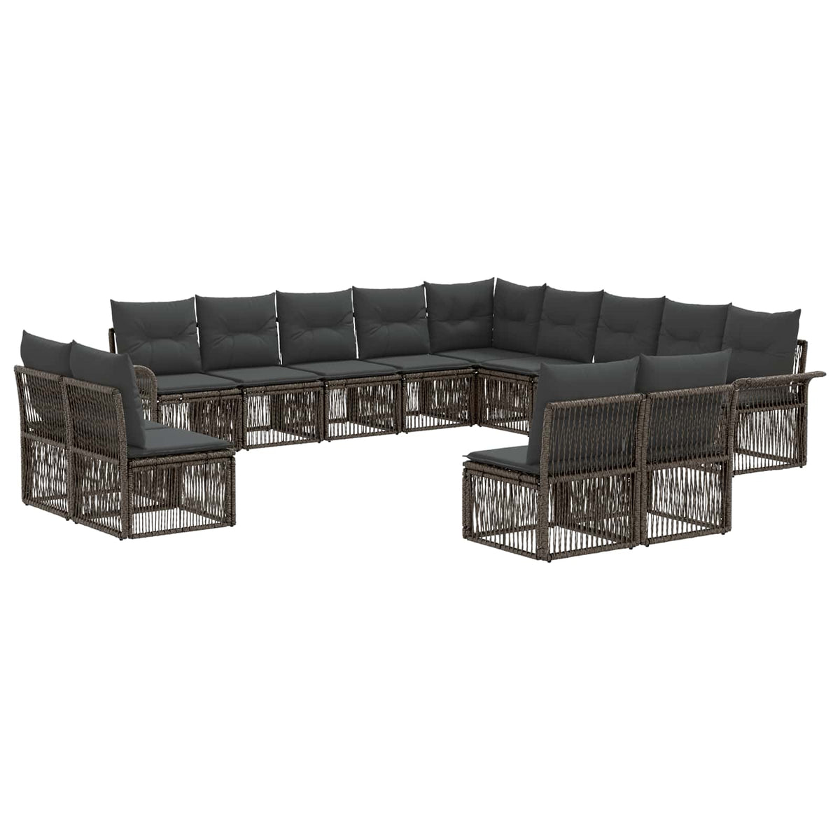 vidaXL Tuinbankenset 14 pcs Zwart poly rattan