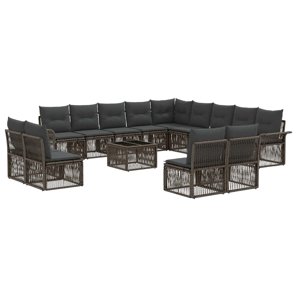 vidaXL Tuinbankenset 14 pcs Zwart poly rattan