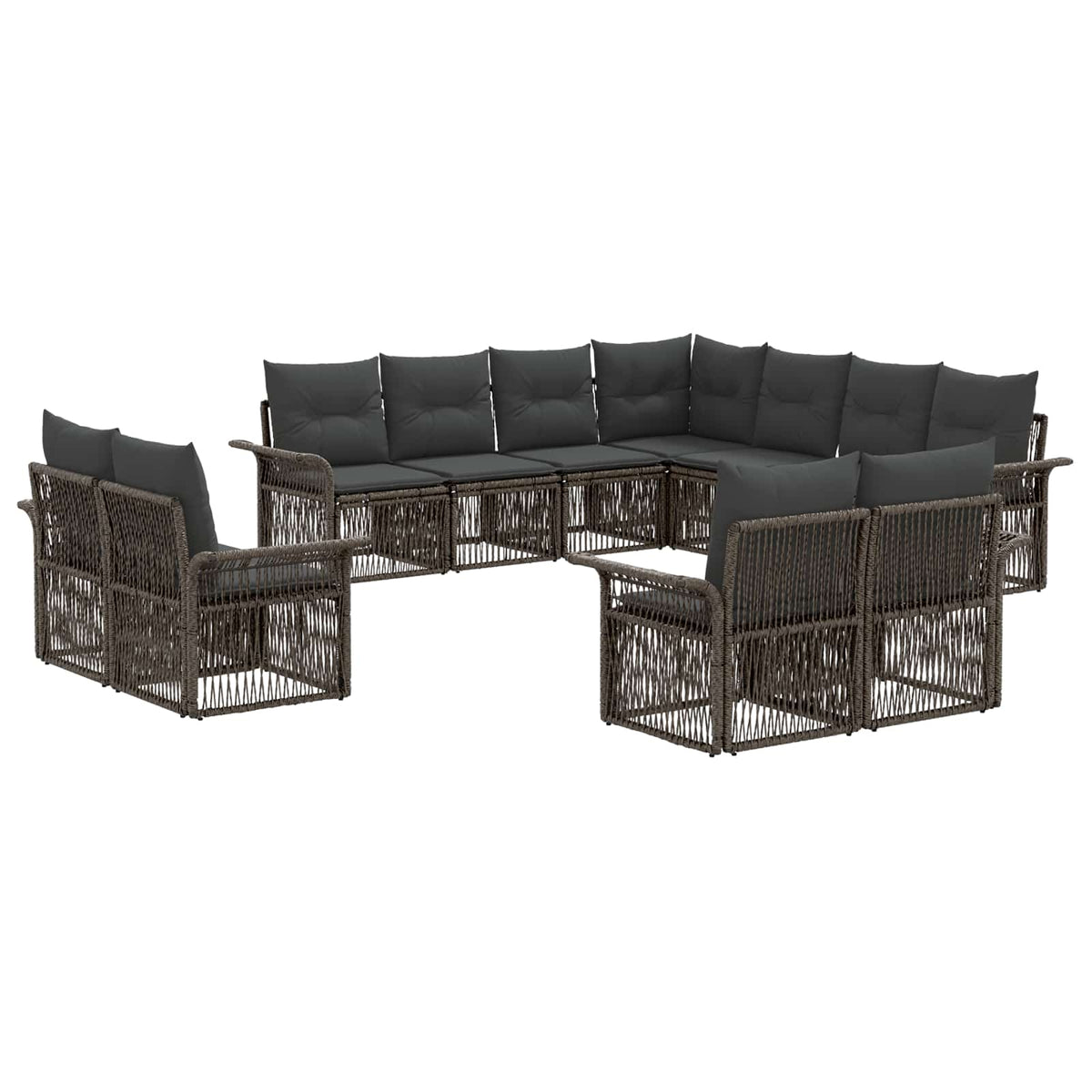 vidaXL Tuinbankenset 12 pcs Zwart en Cream Wit poly rattan