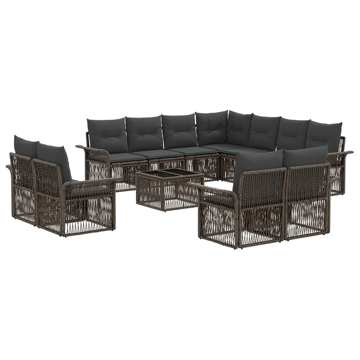 vidaXL Tuinbankenset 12 pcs Zwart en Cream Wit poly rattan
