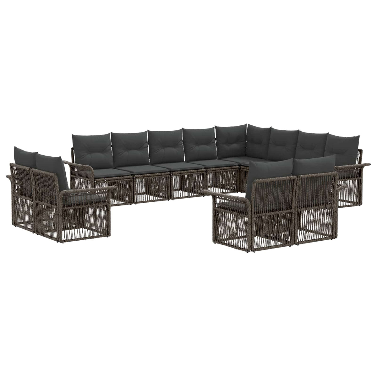 vidaXL Tuinbankenset 13 pcs Zwart en Cream Wit poly rattan